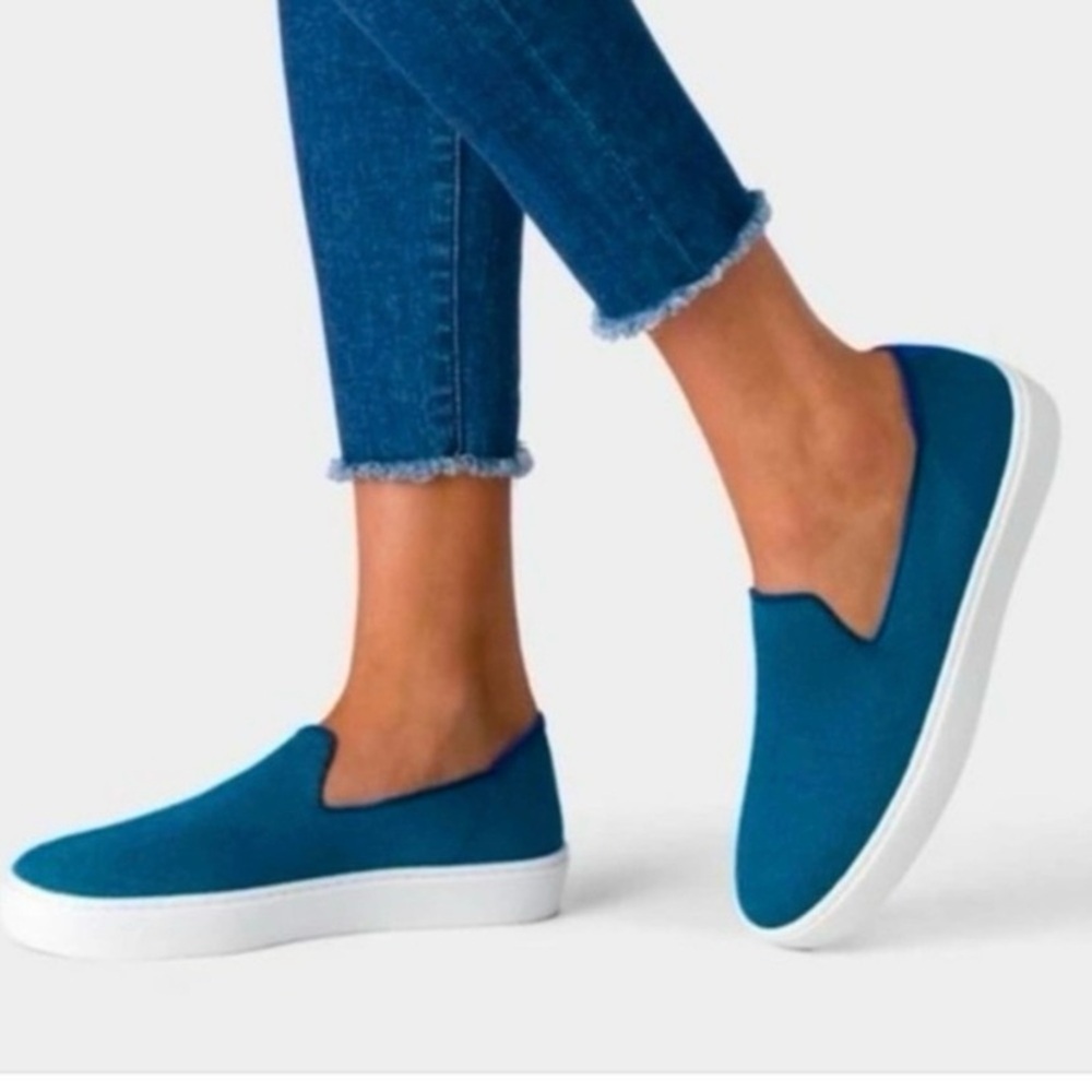 Rothy’s Deep Teal Knit Slip on Low Top Sneakers Flats size 5.5
